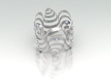 Oysters Bracelet by Lisa Lesunja, White gold 750 18K with 18 Brilliant Cut Blue Diamonds 2.21ct. And 3 South Sea Pearls (7549)