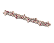 Seastar Bracelet by Lisa Lesunja, Rosé Gold 750 18K with 16 Pink Trillion Cut Tourmaline 7.58ct. 120 White Brilliants 0.23ct. (7559)