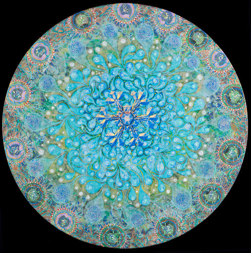 Transpersonal Correspondence by Gordon Wood, Acrylic Collage on Wood Panel