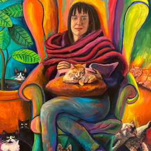 "The Cat lady" by Angeliki Boletsi, Oil on Canvas