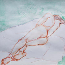 Foreshortening with Green Background by Alejandro Mirelman, Watercolor Pencil on Paper