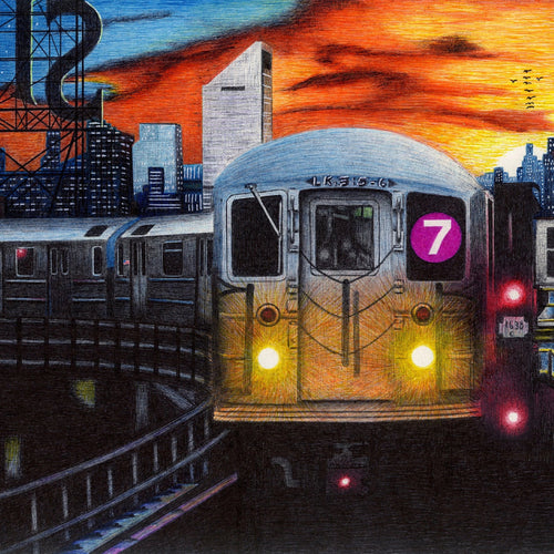 7 Train by John Aaron, Pen and Ink on Paper