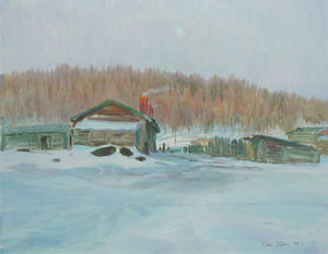 March Snow in Xing-an Forest Farm by Jiqun Chen, Oil on Canvas