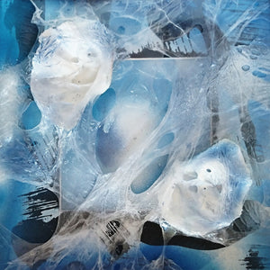 Plastic Kills...The Sea Suffocates in Plastic by Petra Dippold Gotz, Mixed Media on Paper (Framed)