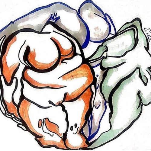 Body Fist by Manoushak Azad, Marker on Paper