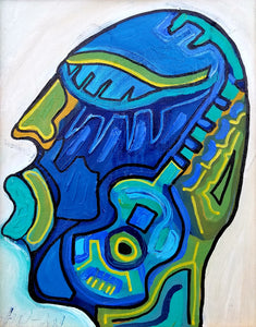 Guitar Face by Julio Sanchez, Mixed Media on Canvas