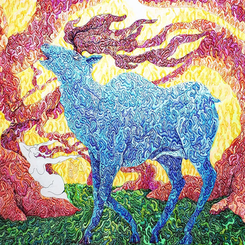 Great Elk by Kevin Casey, Pen and Ink on Paper