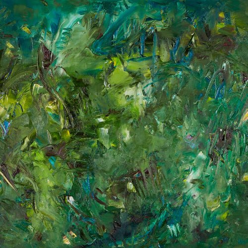 Under Their Watchful Gaze by Candace Wilson, Oil on canvas with Aventurine and Chalcopyrite