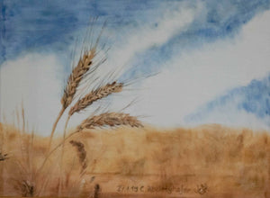 “Wheat Ears In the Wind” By Claudia Luethi, Oil on Velvet