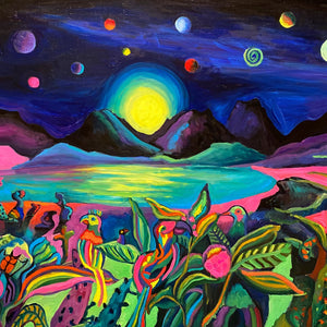 "Succulent nightscape" by Angeliki Boletsi, Oil on Canvas