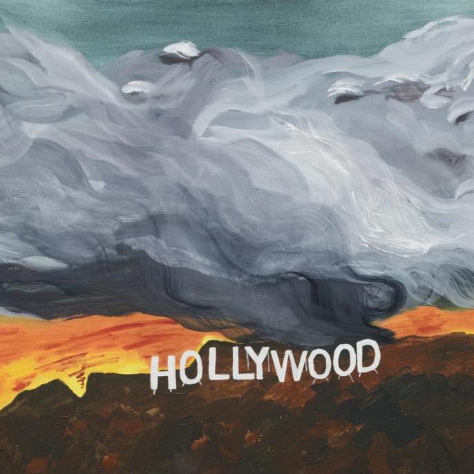 Hollywood Sign Wildfire by Susan Lizotte, Oil on Canvas