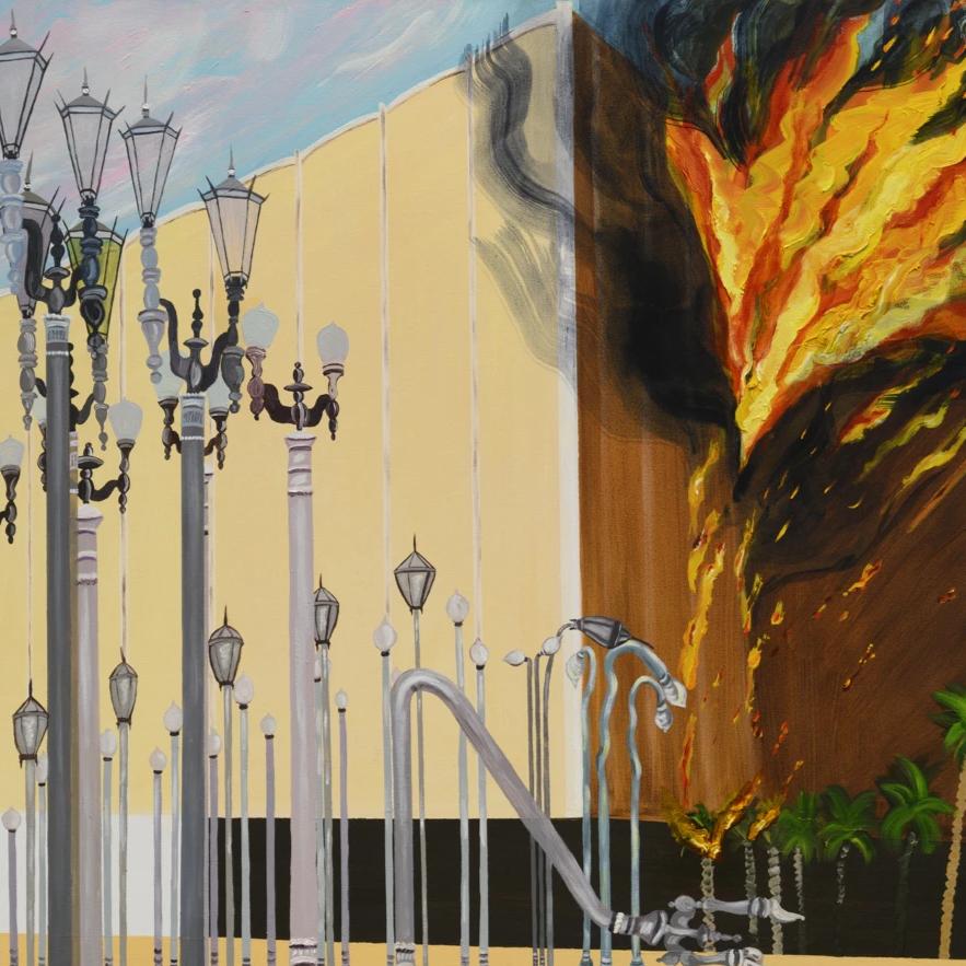 LACMA Fire by Susan Lizotte, Oil on Canvas