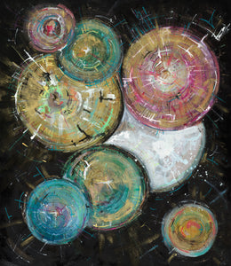 A Sparkling Universe of Inconceivable Potential by Annika Cox, Mixed Media on Wood