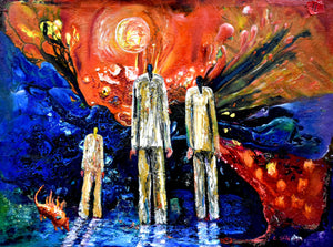 "Fuego y agua"  by Enrique Brito, Mixed Media on Canvas