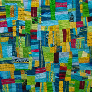 "Beach Umbrellas" by Ann Baldwin May, Fiber Art Quilt