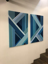 Diptych: Blue Pattern 1.1 & 1.2 by YUVO, Mixed Media on Canvas