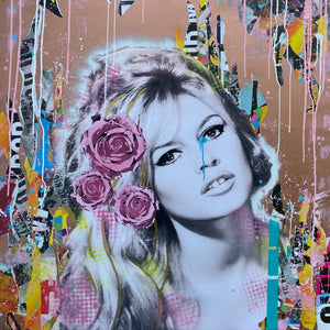 "Brigitte Bardot" by Puiu Claudia, Mixed Media on Canvas