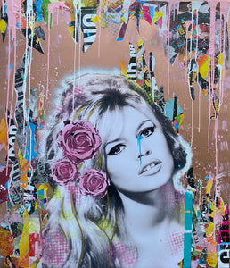 "Brigitte Bardot" by Puiu Claudia, Mixed Media on Canvas
