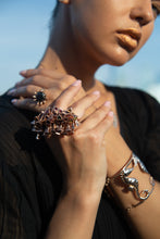Seastar Double Ring by Lisa Lesunja, Silver 925 Rosegold Plated with Turmaline (7594)