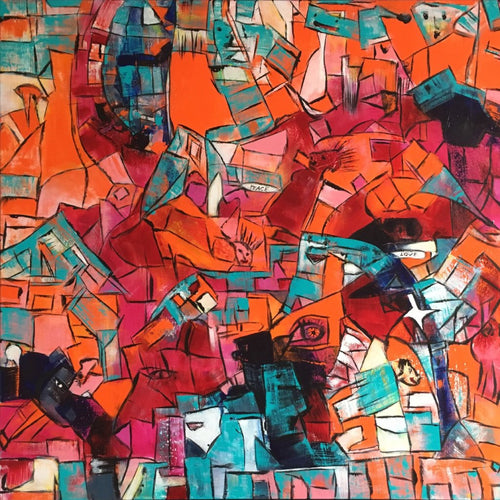Crazy World of Orange by Jette Bruun, Acrylic on Canvas
