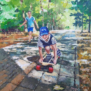 Dad is Nearby by Tatyana Strokova, Acrylic on Canvas