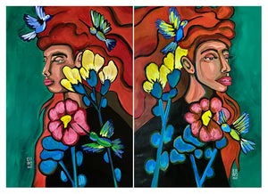 "INTROSPECCIÓN SERIES 01 & INTROSPECCIÓN SERIES 02" Diptych by Elizabeth Rodriguez (Eliro), Acrylic on Canvas
