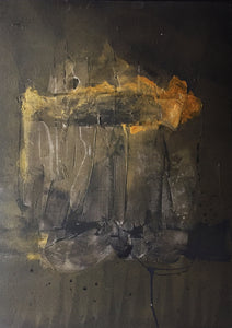 "Gold #4" By Elijah Gromov, Acrylic and Putty on Cardboard
