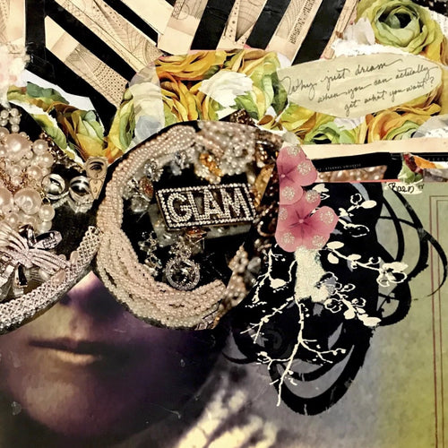 Glam by Ashley Rae, Vintage Photo, Paint, Glitter, Mixed Media