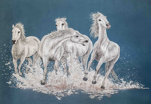 "UNBROKEN" – Camargue Horses by Hannah Jensen, 51 Layers (34 liters)  Carved Acrylic on Board