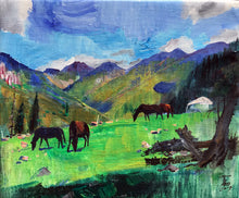 Horses at the Foot of Tianshan by Wang Lei, Acrylic on Canvas