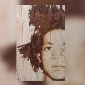 JM Basquiat by Kaxx, Burning on Wood