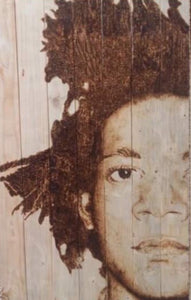JM Basquiat by Kaxx, Burning on Wood
