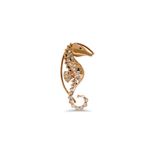 Seahorses Ear Jewelry with Hanger and Pin by Lisa Lesunja, Rosé Gold 750 18K with 1 White Brilliant 0.06ct. and 30 Rose cut Diamonds (7567)