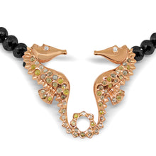 Seahorse Necklace Ocean by Lisa Lesunja, Rose Gold, Black Diamonds, and Rose Cut Diamonds (7565)