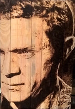 Steve McQueen, Face to Face by Kaxx, Burning on Wood