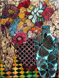 "Three Vases” By Norma Akkelian, Acrylic on Canvas