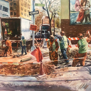 Construction Day by Asilbek Akmalov, Watercolor on Paper