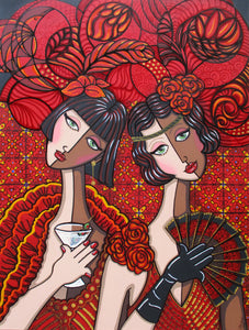Flamenco Flappers by Jacqui Miller, Acrylic on Canvas