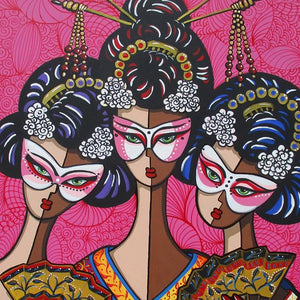 Geisha Masquerade by Jacqui Miller, Acrylic on Canvas
