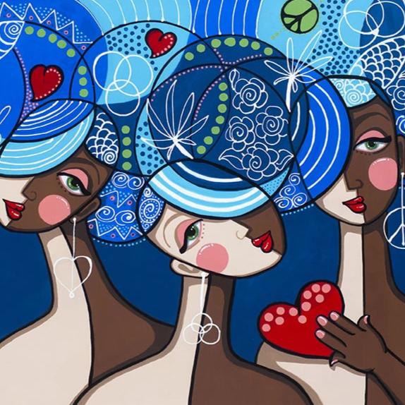 The Three Graces in Blue by Jacqui Miller, Acrylic on Canvas