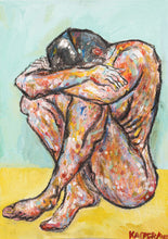 "Sitting Man in Despair" by Kacper Kucharczyk, Mixed Media on Canvas