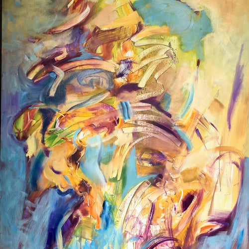 Ribbon Play by Lynn Letourneau, Mixed Media on Canvas