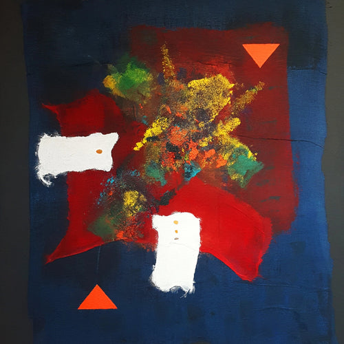 Midnight Lust (Série: Pensées Libres) by Paul Lastra, Acrylic on Canvas with Fabric and Shells