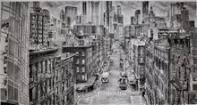 NY Rambling: Large Panel D by Miriam Innes, Charcoal on Fabriano