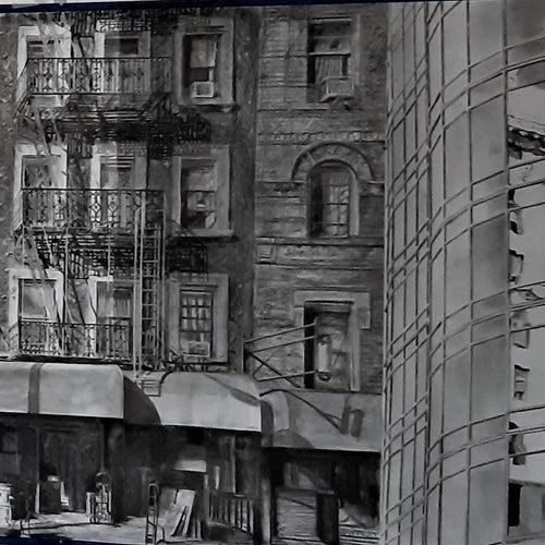 NY Rambling: Large Panel B by Miriam Innes, Charcoal on Fabriano