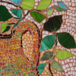 "Like the Green Leaf" by Donna M. Priddy, Stained Glass Mosaic on Wood