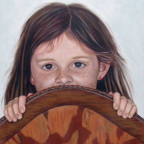 Peeking by Eduardo Santiago, Oil on Canvas
