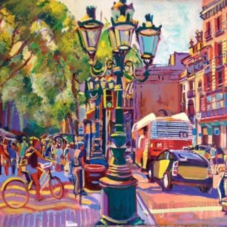 Ramblas by Aurelio D. Santos, Oil on Canvas