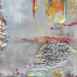 Gray Under Surface by Rita Klachkin, Encaustic and Mixed Media on Wood Panel