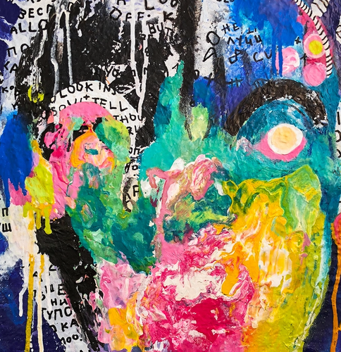 “Look Inside” By Lilly Arts, Mixed Media on Canvas